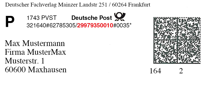 Adressaufkleber einer Zeitschrift